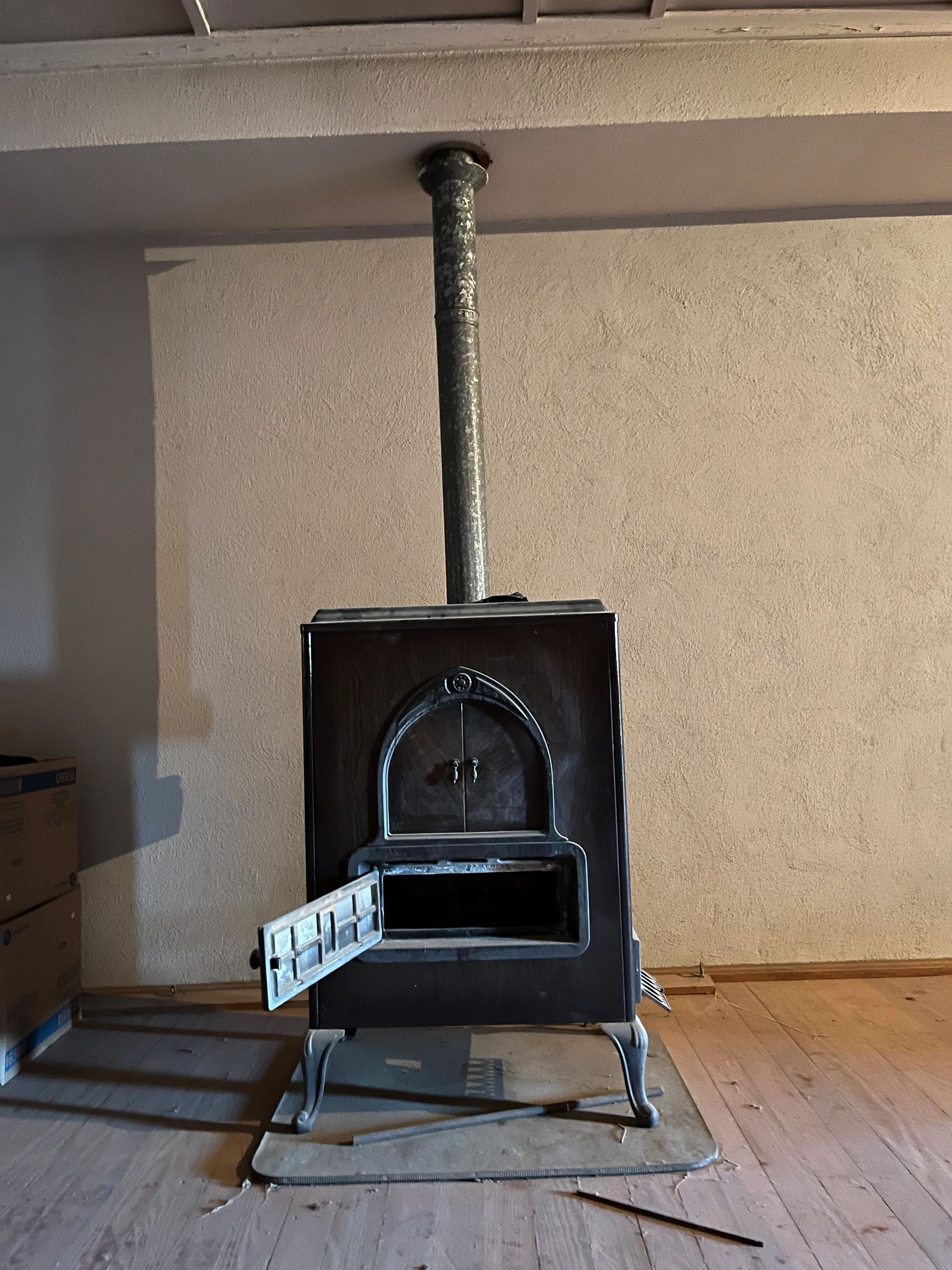 Cast iron wood burning stove museum exhibit