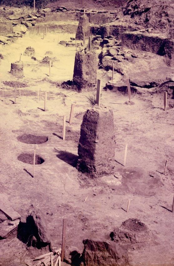 Aerial view archaeological excavation
